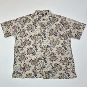 GAP Hawaiian Shirt Mens Size XL Extra Large Floral Short Sleeve Button Up